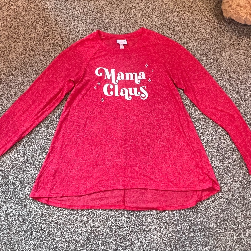 Isabel Maternity Mama Claus Christmas Top (Size S Maternity)